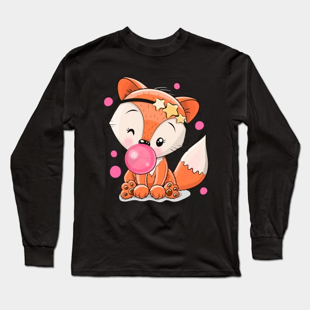 Cute Fox Long Sleeve T-Shirt by Reginast777